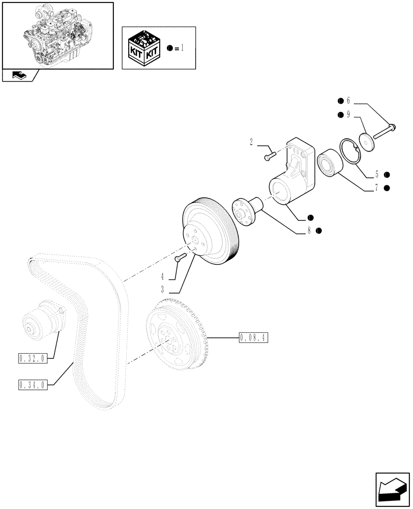 Схема запчастей Case IH F4GE9684C J601 - (0.34.5) - FAN DRIVE (2853710 - 2855164) 