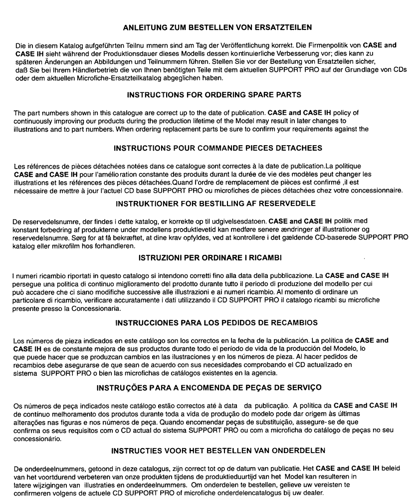 Схема запчастей Case IH C55 - (0.02[01]) - INSTRUCTIONS FOR ORDERING SPARE PARTS (00) - PICTORIAL INDEX