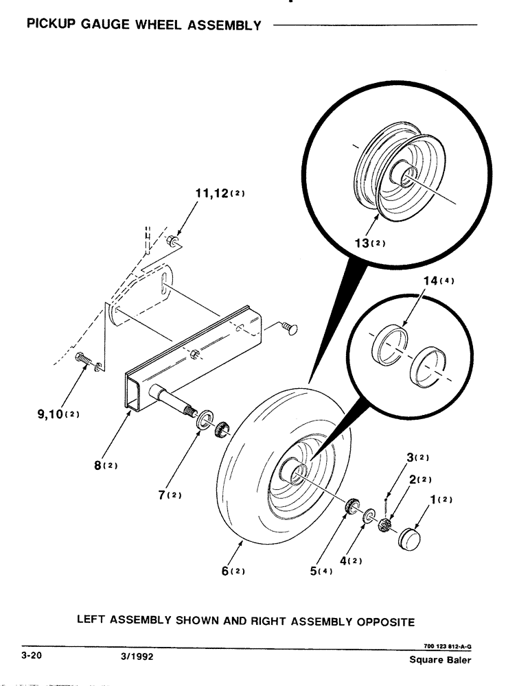 Схема запчастей Case IH 8570 - (3-20) - PICKUP GAUGE WHEEL ASSEMBLY Pickup