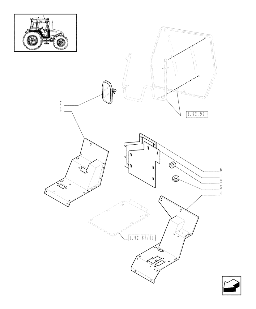 Схема запчастей Case IH JX70 - (1.92.87/05) - (VAR.929) TOW HOOK AND DRAWBAR (PICK-UP) - MUDGUARDS AND FOOTBOARDS - W/CAB (10) - OPERATORS PLATFORM/CAB