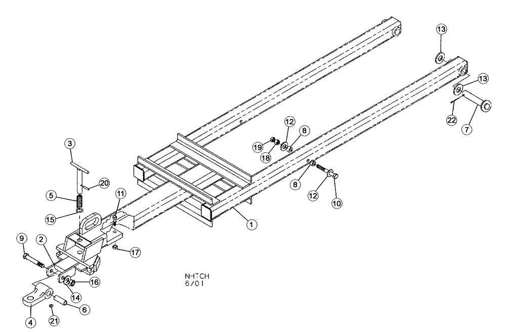 Схема запчастей Case IH NPX5300 - (39.110.03) - NARROW REAR HITCH (09) - CHASSIS/ATTACHMENTS