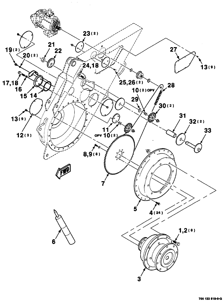 Схема запчастей Case IH 8870 - (06-02) - CHAIN CASE AND AXLE ASSEMBLY - LEFT (14) - MAIN GEARBOX & DRIVE