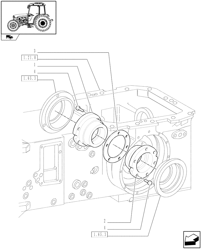 Схема запчастей Case IH FARMALL 85C - (1.32.0) - CASINGS, COVERS AND SUPPORTS (03) - TRANSMISSION