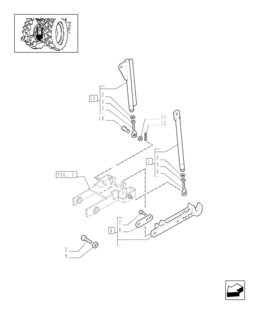 Схема запчастей Case IH MXU110 - (1.89.3[02]) - (VAR.305-894) AUTOMATIC HITCH - (WITH 2 ADDITIONAL JACKS) - TOW HOOK (09) - IMPLEMENT LIFT