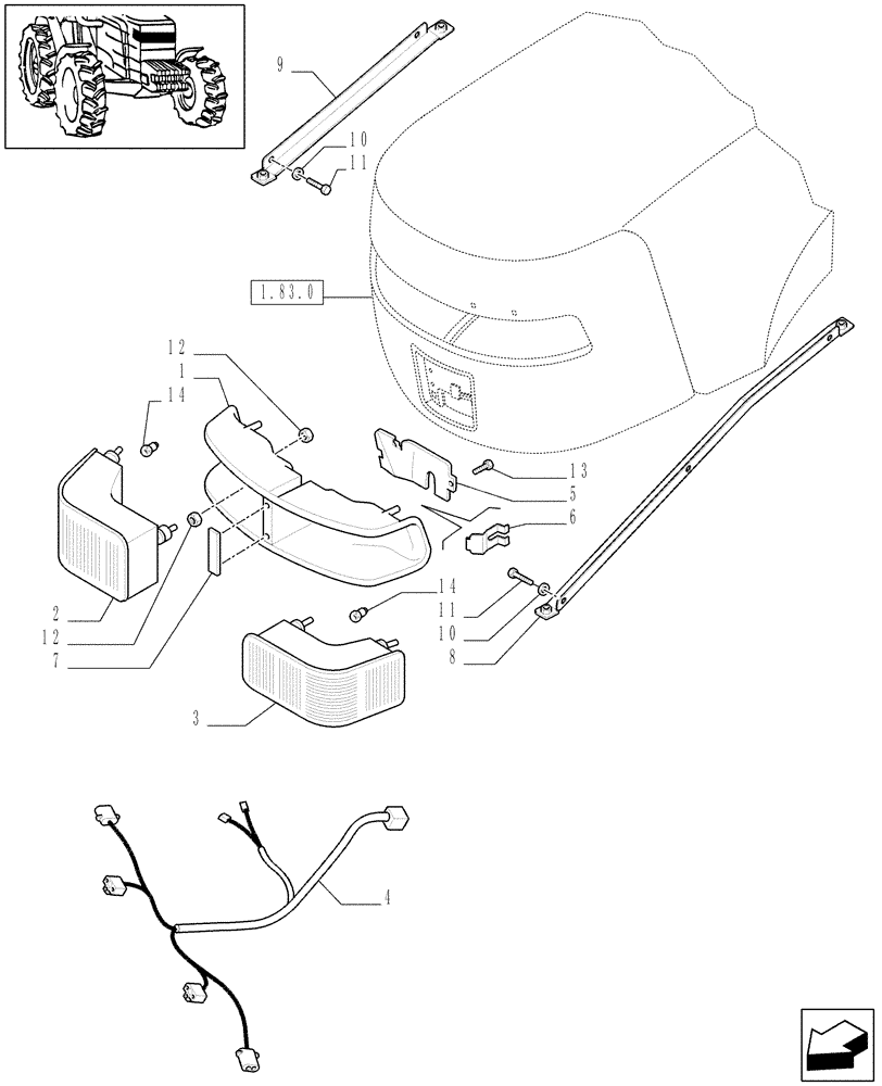 Схема запчастей Case IH MXU125 - (1.75.6[01]) - FRONT LIGHT (06) - ELECTRICAL SYSTEMS