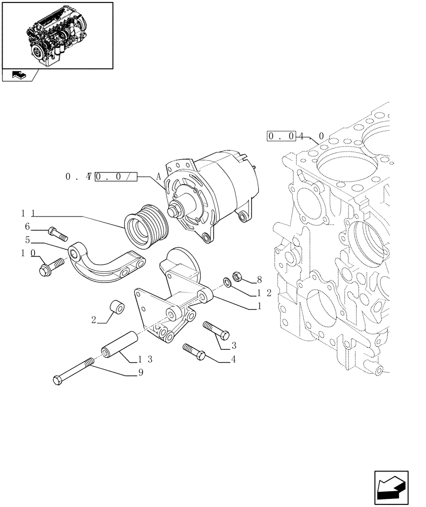 Схема запчастей Case IH F3CE0684E E004 - (0.40.0) - ALTERNATOR (504211398) 