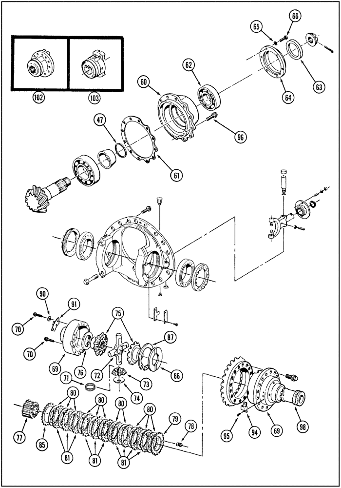 Схема запчастей Case IH 9250 - (6-103C) - DIFFERENTIAL, W/ LIMITED SLIP DIFFERENTIAL, 9250 & 9250 ROW CROP SPECIAL TRACTOR (CONTD) (06) - POWER TRAIN