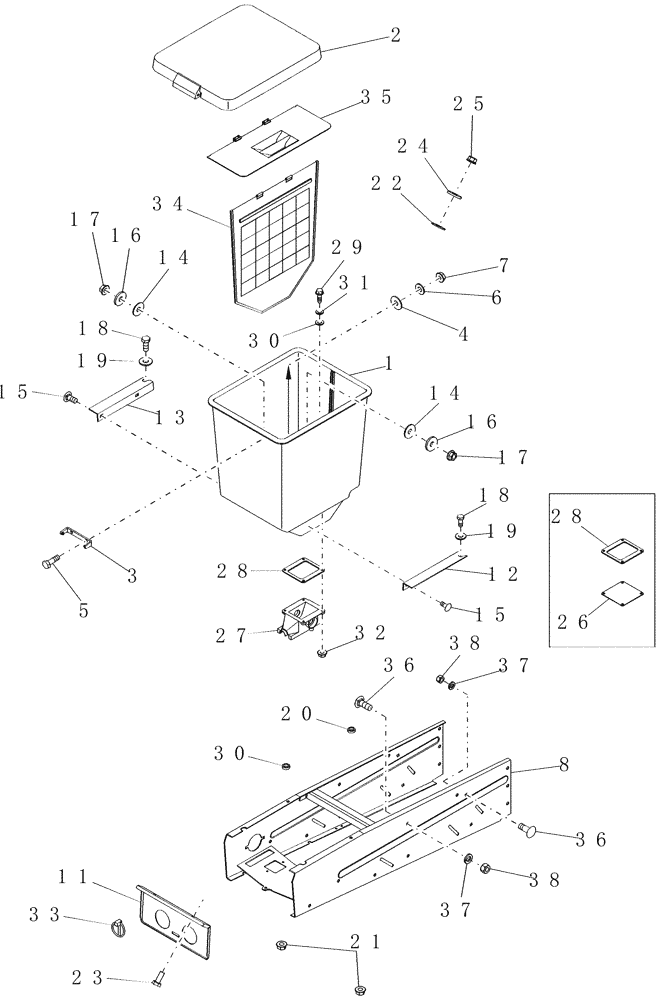 Схема запчастей Case IH 1200PT - (L.40.A[01]) - GRANULAR CHEMICAL ATTACHMENT, HOPPER AND SUPPORT (BSN CBJ0018120) L - Field Processing