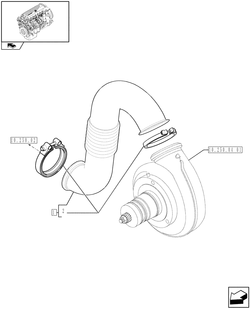 Схема запчастей Case IH F3CE0684F E001 - (10.250.04[02]) - TURBOCOMPOUND - AIR LINES (504370433) (01) - ENGINE