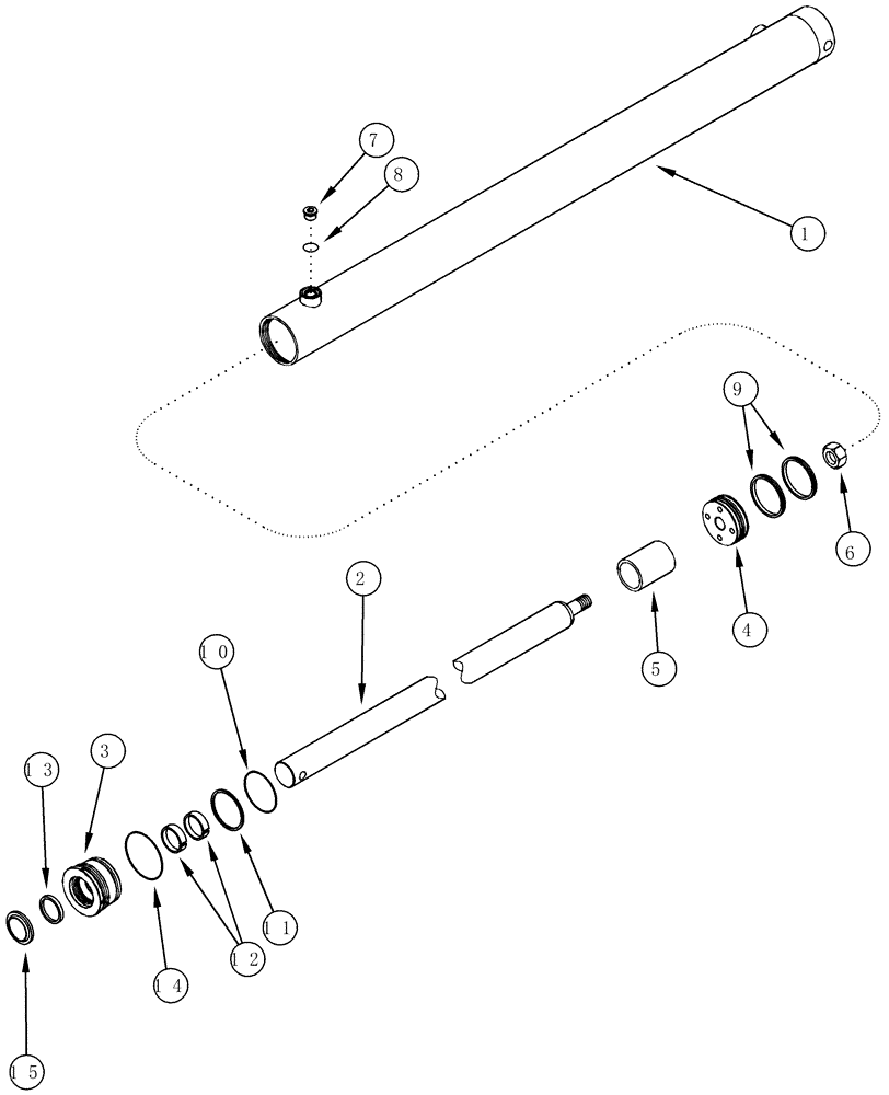 Схема запчастей Case IH CPX610 - (08-35) - BASKET LIFT SLAVE CYLINDER ASSEMBLY - BSN JJC0250200 (07) - HYDRAULICS