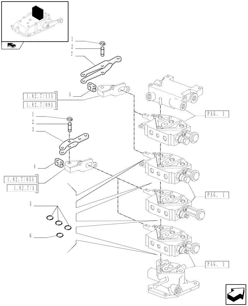 Схема запчастей Case IH FARMALL 65C - (1.82.7/13[02]) - 4 REAR REMOTE VALVES FOR EDC - RINGS (VAR.331165) (07) - HYDRAULIC SYSTEM