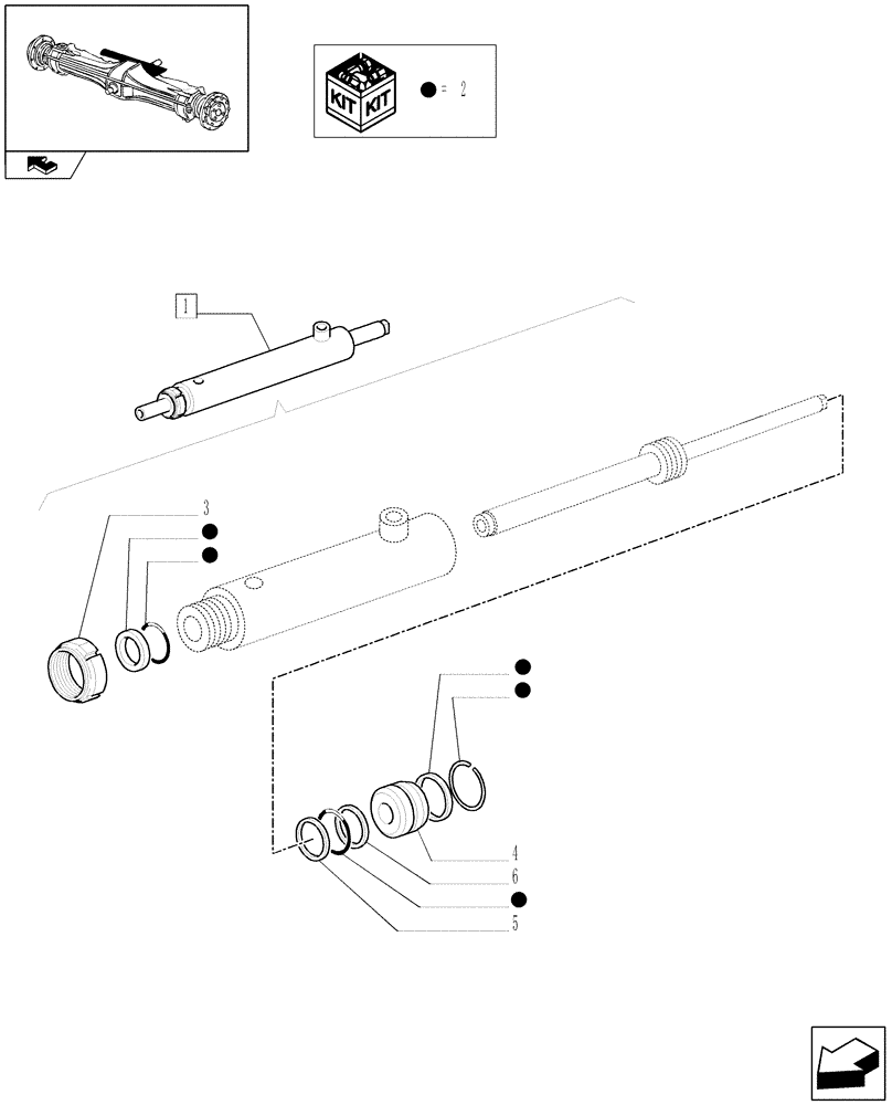 Схема запчастей Case IH FARMALL 105U - (1.40.0/12A) - 4WD FRONT AXLE - HYDRAULIC STEERING CYLINDER - BREAKDOWN (04) - FRONT AXLE & STEERING