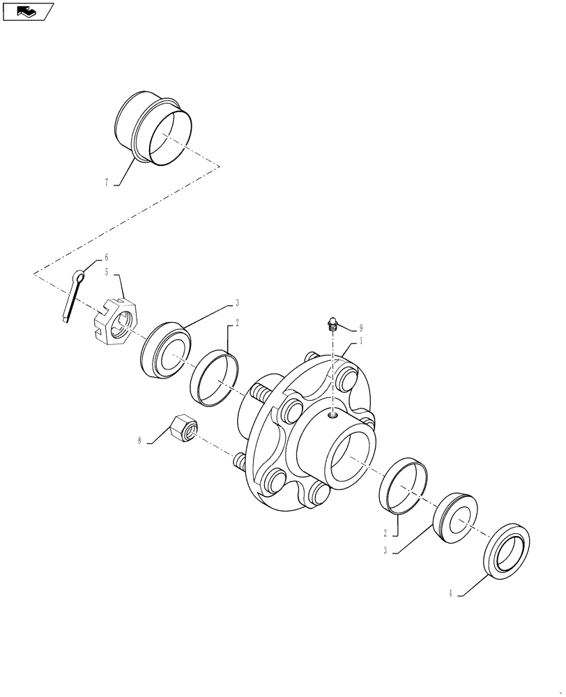 Схема запчастей Case IH 3330 - (44.511.02) - HUB ASSEMBLY, 5-BOLT (44) - WHEELS