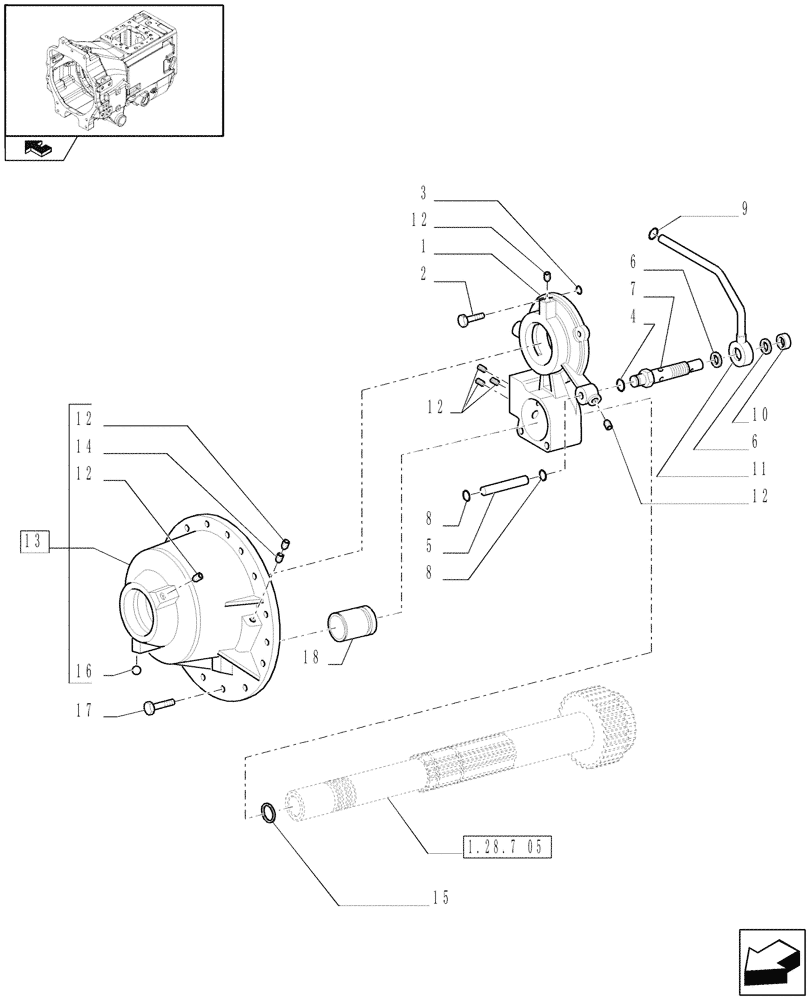 Схема запчастей Case IH PUMA 195 - (1.28.7[01]) - SPEED GEARS AND CLUTCHES - SUPPORT AND MANIFOLD (03) - TRANSMISSION