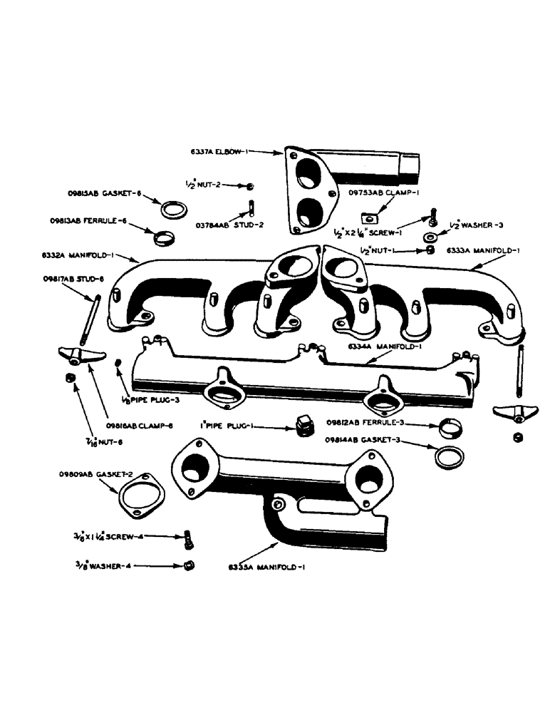 Схема запчастей Case IH 500-SERIES - (015) - INTAKE AND EXHAUST MANIFOLD (02) - ENGINE