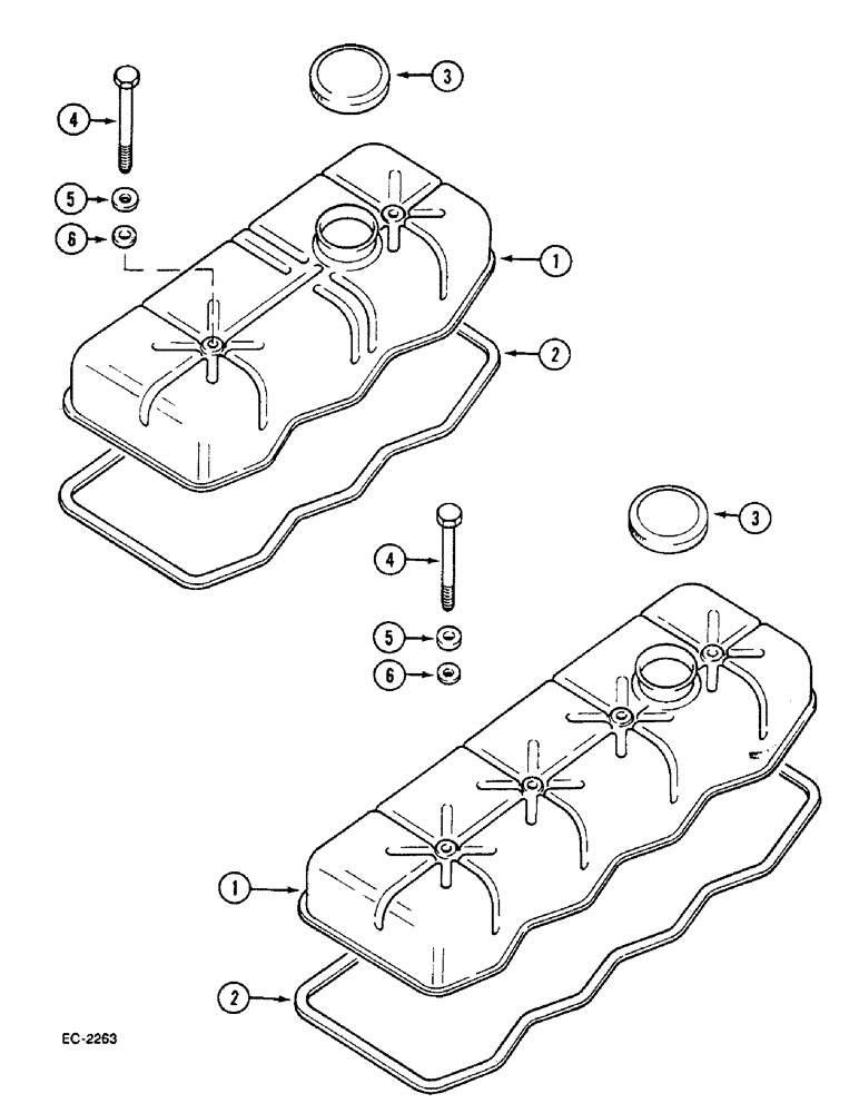 Схема запчастей Case IH 433 - (2-28) - VALVE HOUSING COVER (02) - ENGINE