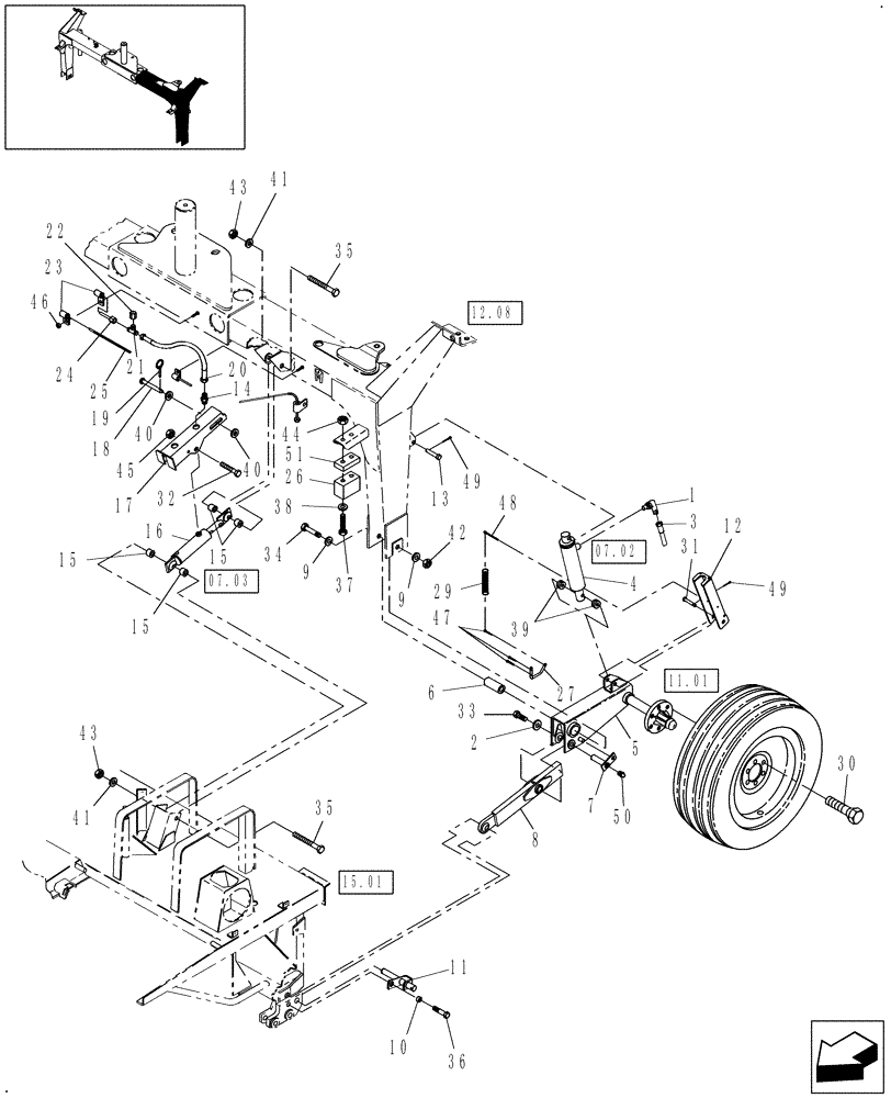 Схема запчастей Case IH DC162 - (12.07) - TRAILFRAME, LH (12) - MAIN FRAME