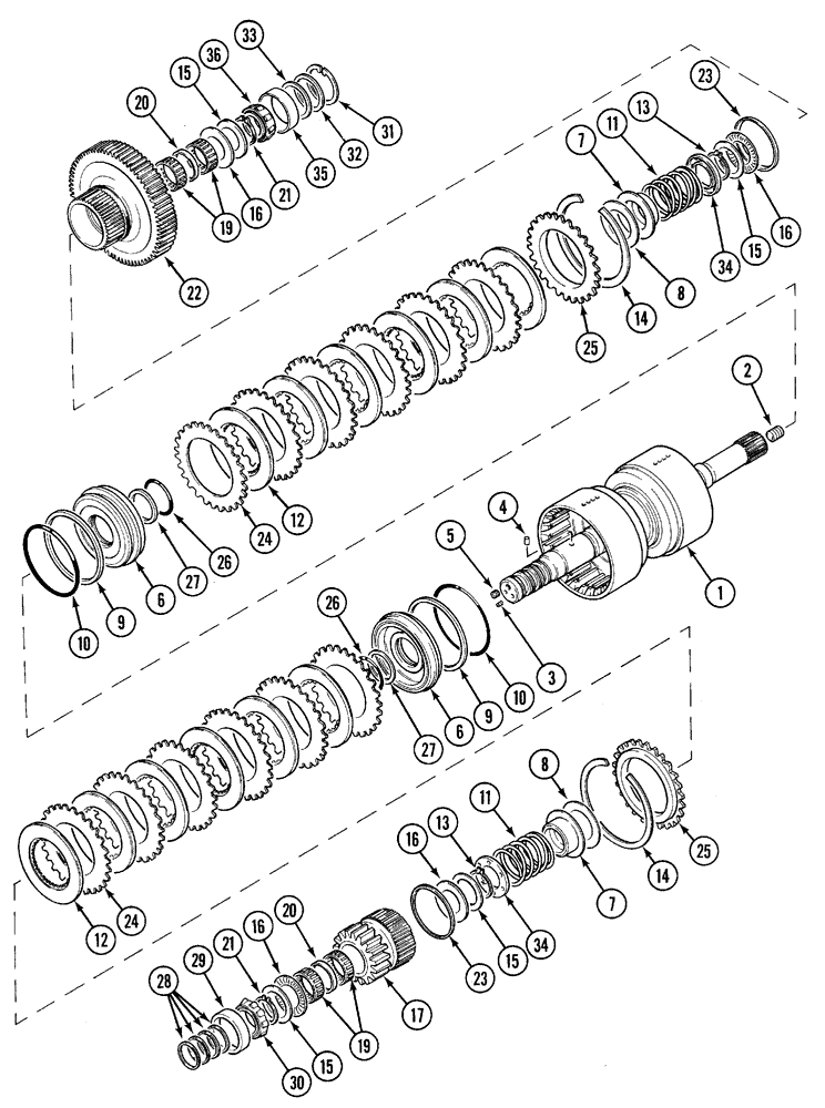 Схема запчастей Case IH 5220 - (6-028) - TRANSMISSION, FORWARD AND REVERSE (06) - POWER TRAIN