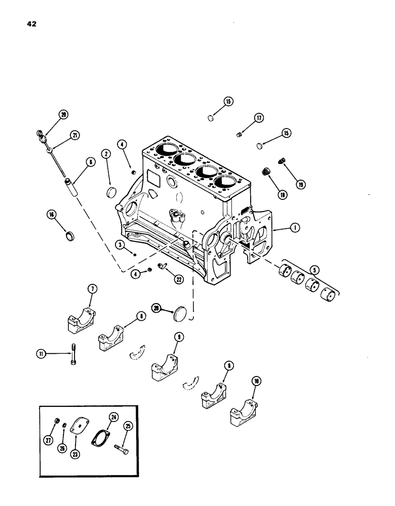 Схема запчастей Case IH 770 - (042) - CYLINDER BLOCK, (251B) SPARK IGNITION ENGINE, W/2 GEAR BALANCER (02) - ENGINE