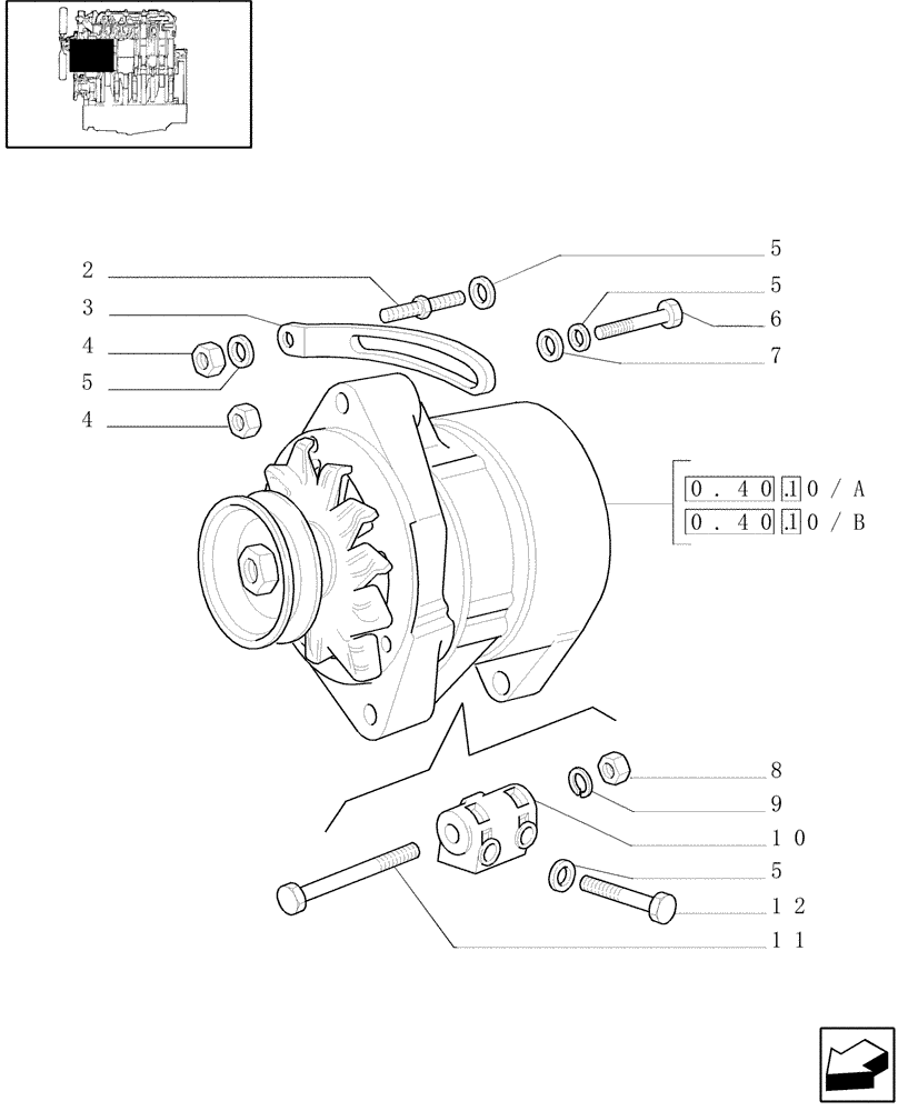 Схема запчастей Case IH JX80U - (0.40.0) - ALTERNATOR (01) - ENGINE