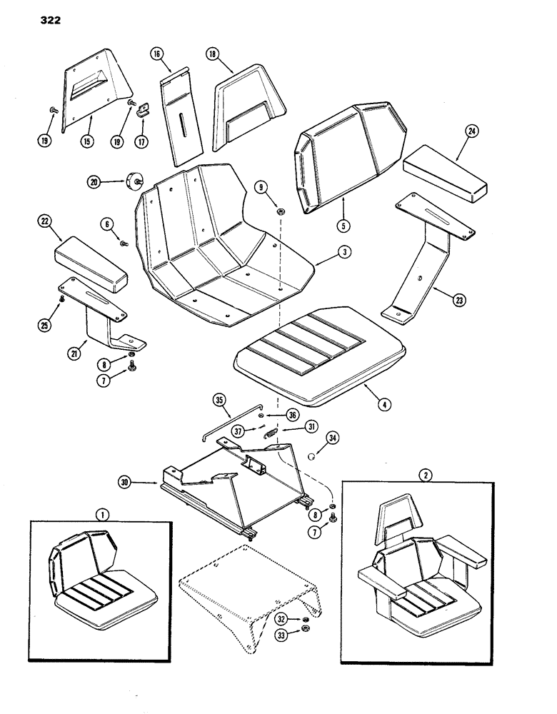 Схема запчастей Case IH 770 - (322) - AGRI KING SEAT, USED PRIOR TO TRACTOR S/N 8693001 (09) - CHASSIS/ATTACHMENTS