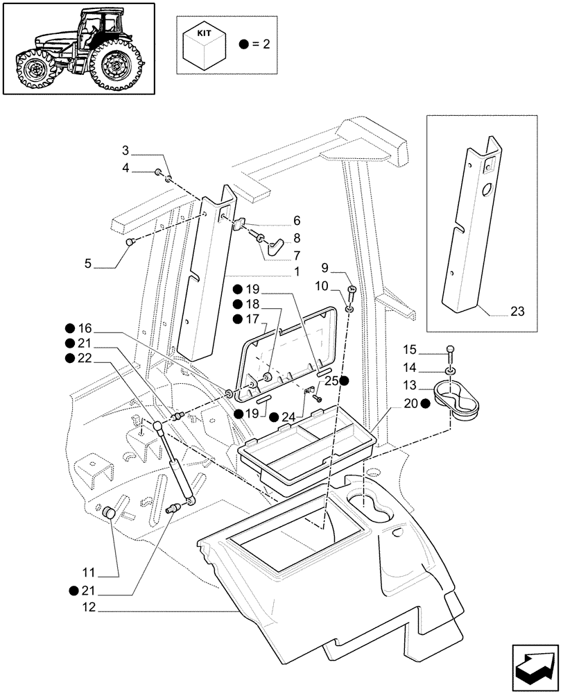 Схема запчастей Case IH MXM175 - (1.93.0[02]) - CONTROLS COVER (10) - OPERATORS PLATFORM/CAB