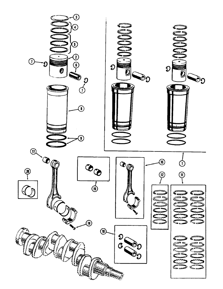 Схема запчастей Case IH 1060 - (386) - PISTON ASSEMBLY AND CONNECTING RODS, (301) DIESEL ENGINE (10) - ENGINE