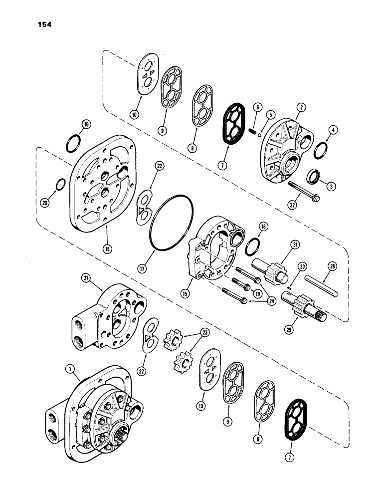 Схема запчастей Case IH 1170 - (154) - HYDRAULIC PUMP (08) - HYDRAULICS