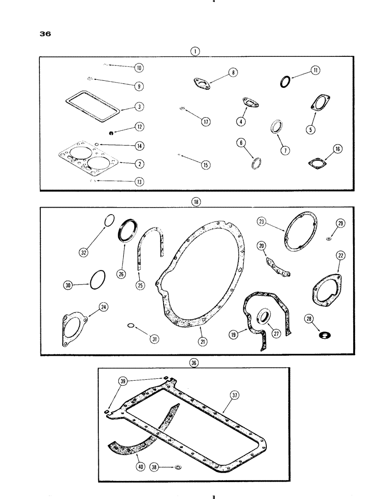 Схема запчастей Case IH 730 SERIES - (036) - ENGINE GASKET KITS, MODEL 730, 251 SPARK IGNITION ENGINE (02) - ENGINE