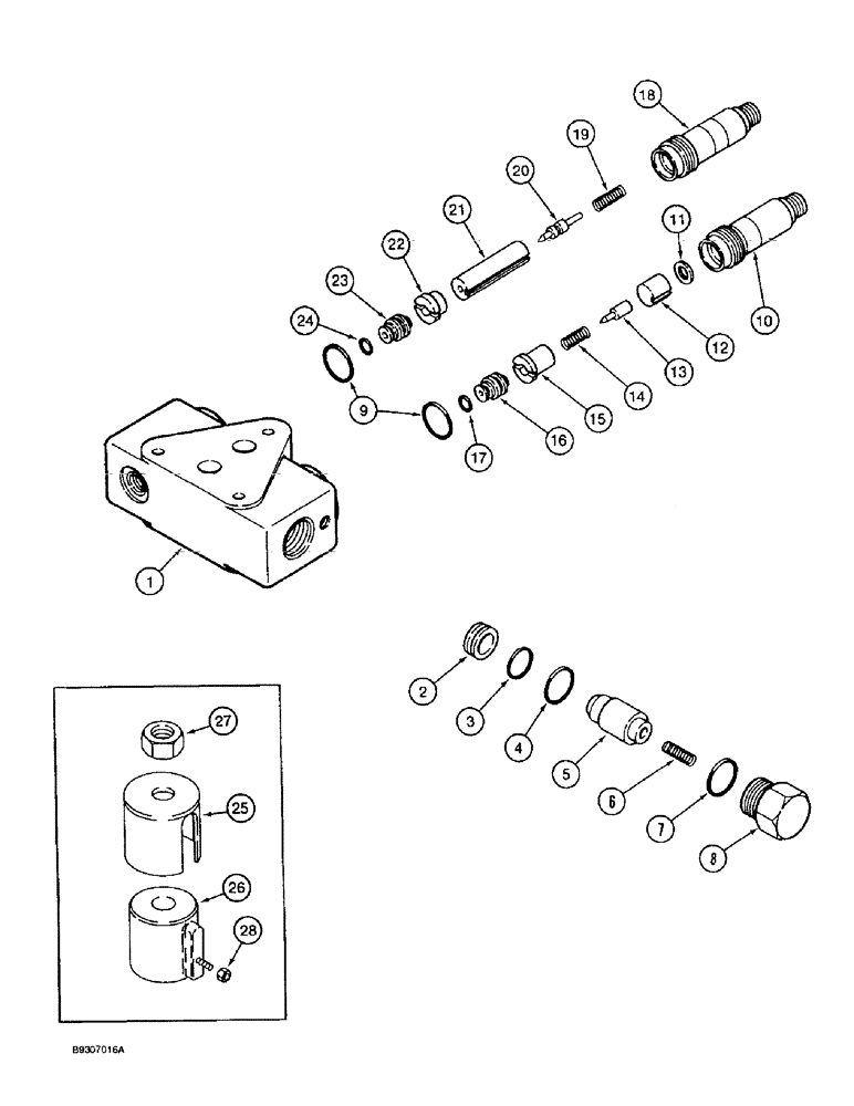 Схема запчастей Case IH 1644 - (8-34) - UNLOAD/SINGLE BI-DIRECTIONAL VALVE, FOR REEL LIFT (07) - HYDRAULICS