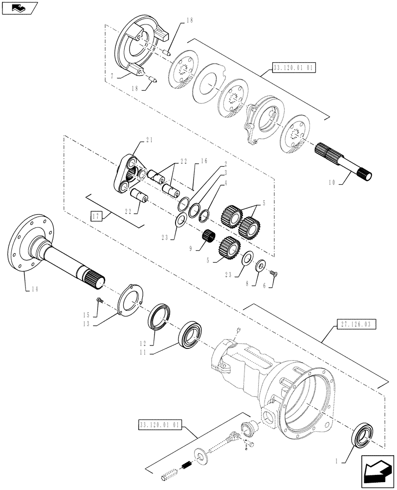 Схема запчастей Case IH FARMALL 55A - (27.126.04[02]) - FINAL DRIVE - RH (27) - REAR AXLE SYSTEM