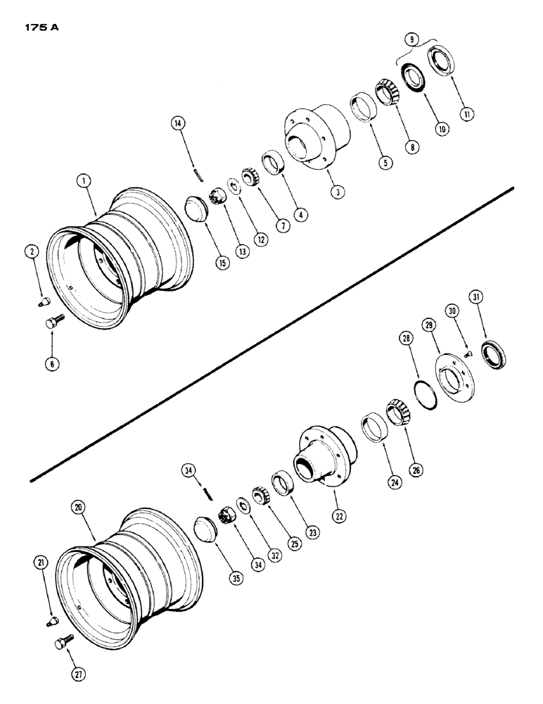 Схема запчастей Case IH 430 - (175A) - L.C.K. FRONT WHEELS (05) - STEERING