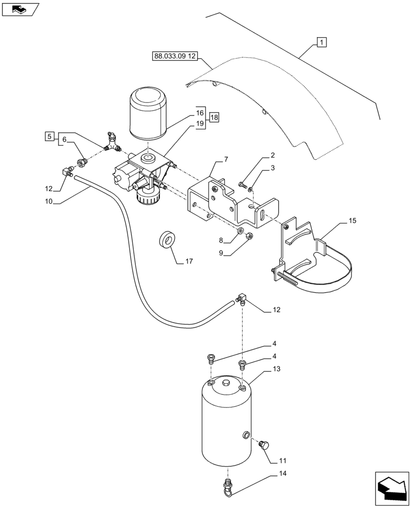 Схема запчастей Case IH PUMA 185 - (88.033.09[05]) - DIA KIT - PNEUMATIC TRAILER BRAKE (UNIVERSAL) - REGENERATION AIR DRYER, TANKS AND PIPES (88) - ACCESSORIES