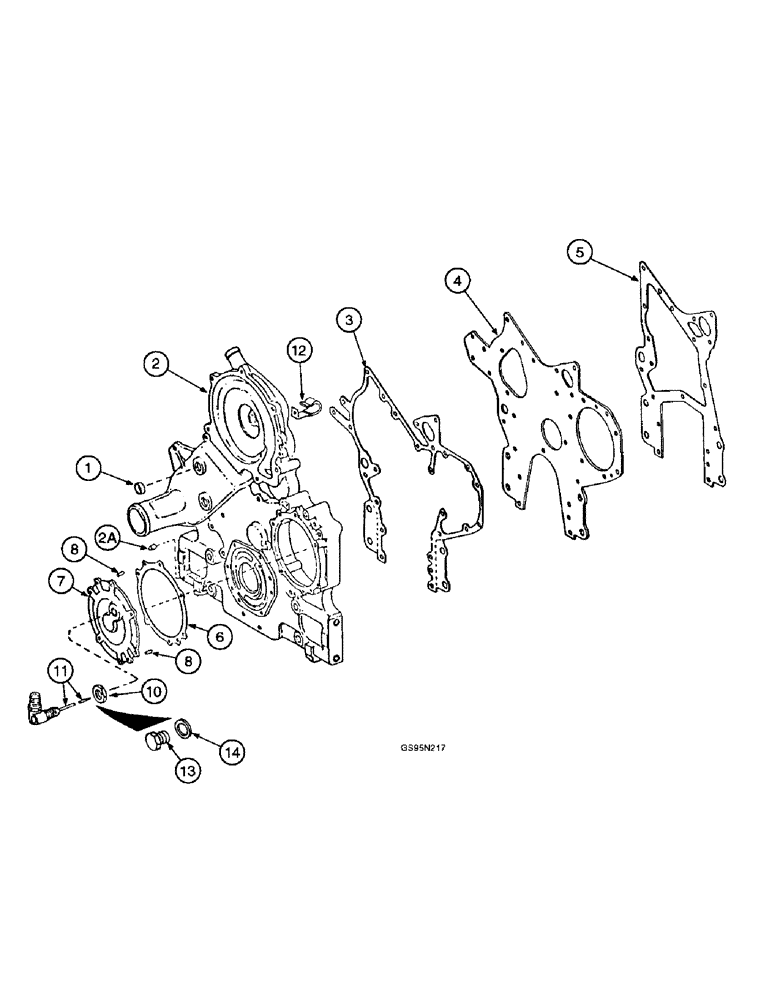 Схема запчастей Case IH DT-436 - (9D-012) - CRANKCASE FRONT COVER AND RELATED PARTS, ALL MACHINES EXCEPT 4166, 4186, 3388 AND 6388 TRACTORS 