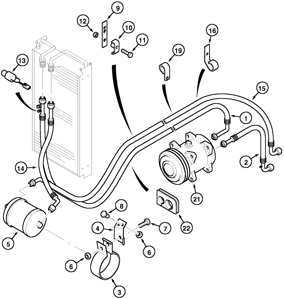 Схема запчастей Case IH C80 - (02-08) - AIR CONDITIONING PIPES (02) - ENGINE