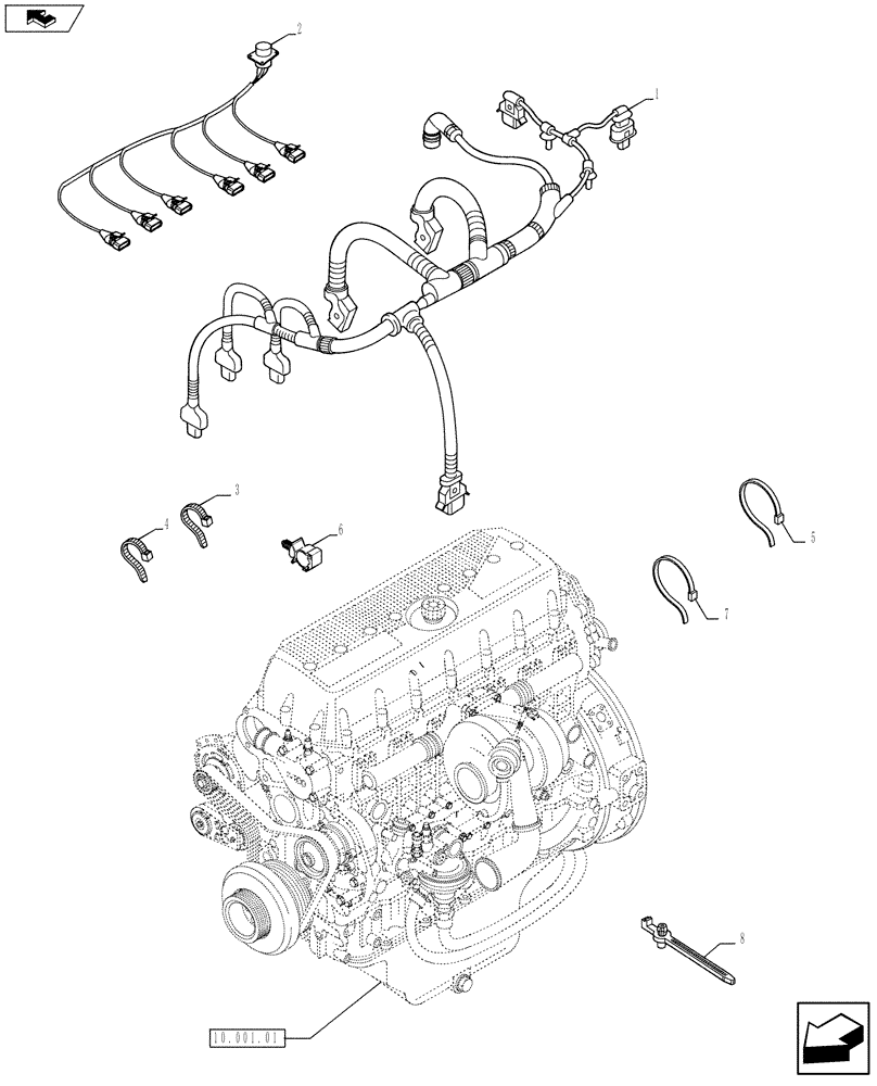 Схема запчастей Case IH F3BFE613E A007 - (55.100.05) - MOTOR ELECTRIC INSTALLATION (5801499065-5801465788) (55) - ELECTRICAL SYSTEMS