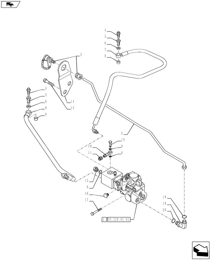 Схема запчастей Case IH PUMA 200 - (33.220.02[01]) - HYDRAULIC TRAILER BRAKE (UNIVERSAL) - BRAKING SYSTEM (VAR.743977 / 720414) (33) - BRAKES & CONTROLS