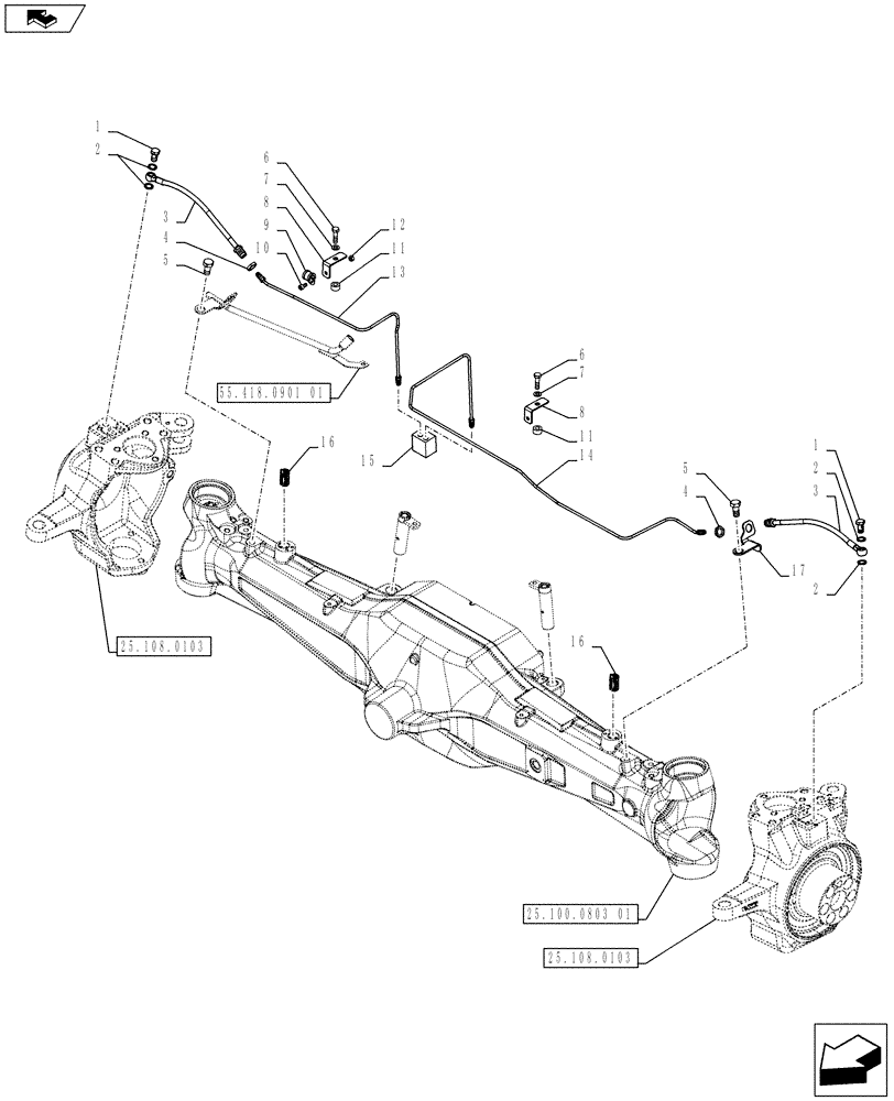 Схема запчастей Case IH PUMA 230 - (33.204.0202) - ABS SYSTEM - 4WD FRONT AXLE WITH SUSPENSION AND BRAKES - BRAKES PIPES (VAR.743964) (33) - BRAKES & CONTROLS