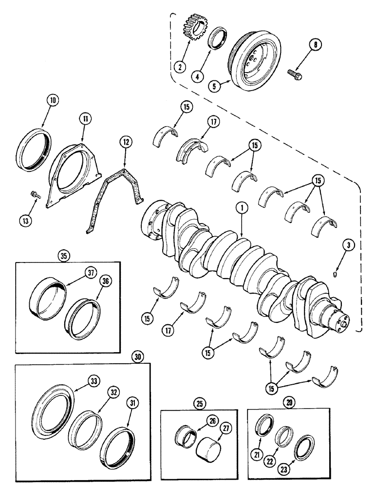 Схема запчастей Case IH 2096 - (2-030) - CRANKSHAFT, 6TA-590 DIESEL ENGINE (02) - ENGINE