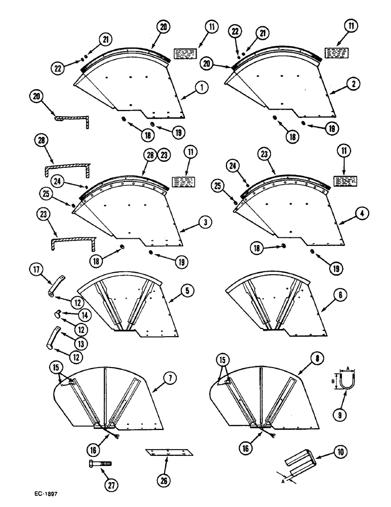 Схема запчастей Case IH 833 - (9-632) - REAR FENDERS, REFLECTORS (09) - CHASSIS/ATTACHMENTS