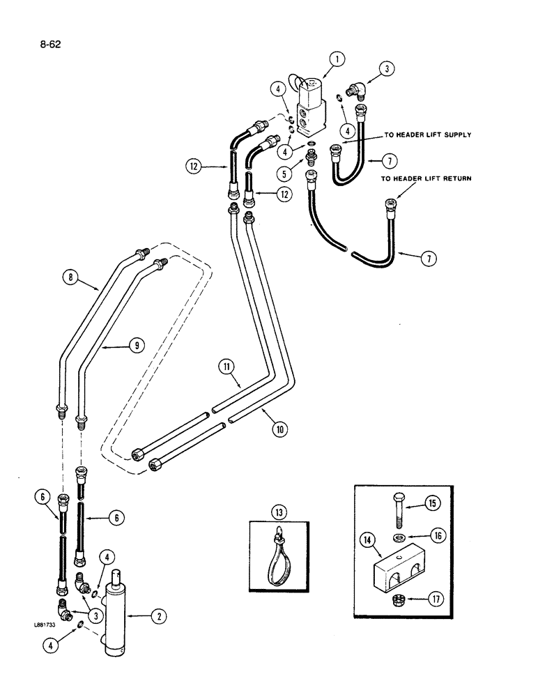 Схема запчастей Case IH 1640 - (8-62) - FEEDER CLUTCH SYSTEM, MODULAR CONTROL (07) - HYDRAULICS