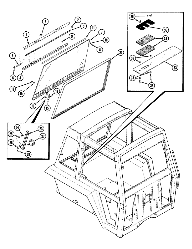 Схема запчастей Case IH 2090 - (9-564) - CAB, REAR WINDOW (09) - CHASSIS/ATTACHMENTS