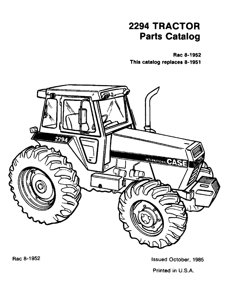 Схема запчастей Case IH 2294 - (1-003) - 2294 TRACTOR PARTS CATALOG (00) - PICTORIAL INDEX