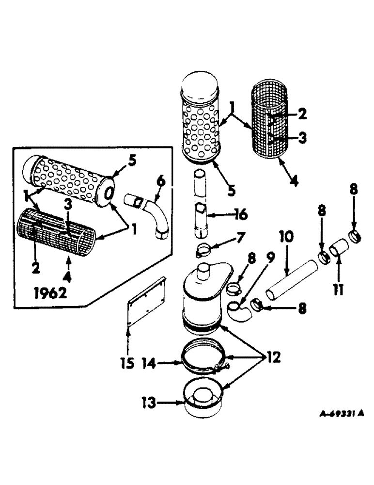 Схема запчастей Case IH 303 - (335) - BD-220 ENGINE, 3-9/16 X 3-11/16, AIR CLEANER AND CONNECTIONS (10) - ENGINE