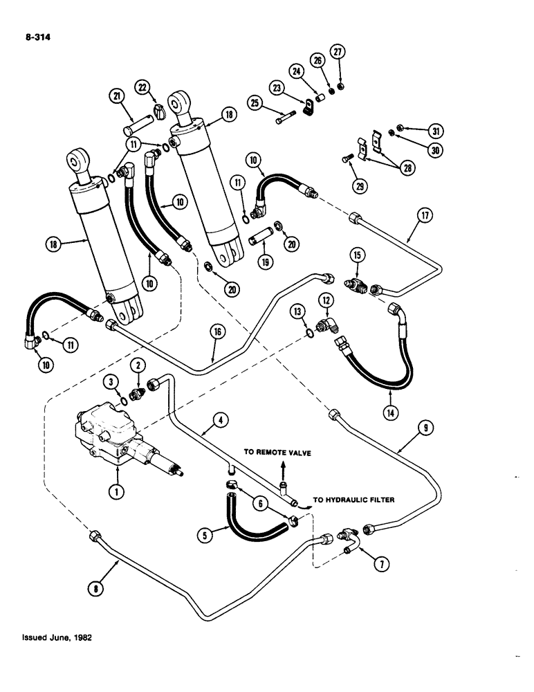 Схема запчастей Case IH 4490 - (8-314) - HITCH CONTROL CIRCUITRY, P.I.N. 8860450 AND AFTER (08) - HYDRAULICS