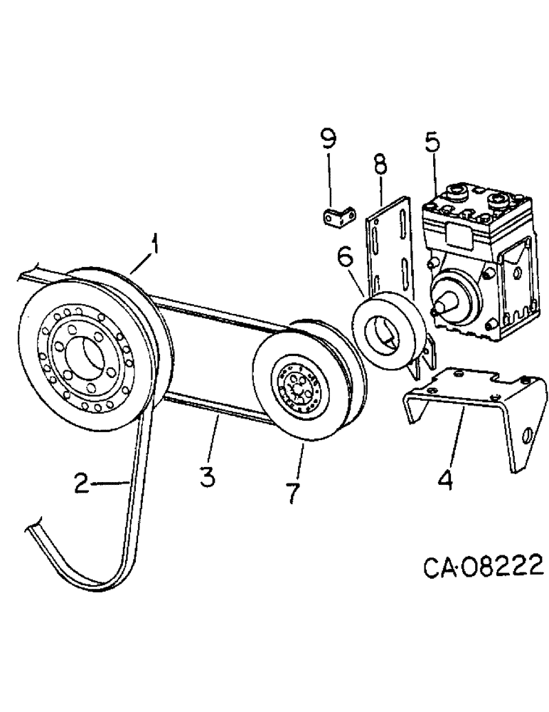 Схема запчастей Case IH HYDRO 186 - (13-44) - SUPERSTRUCTURE, COMPRESSOR, PULLEYS AND BELTS, CABS WITH SERIAL NO. 107807 AND ABOVE (05) - SUPERSTRUCTURE