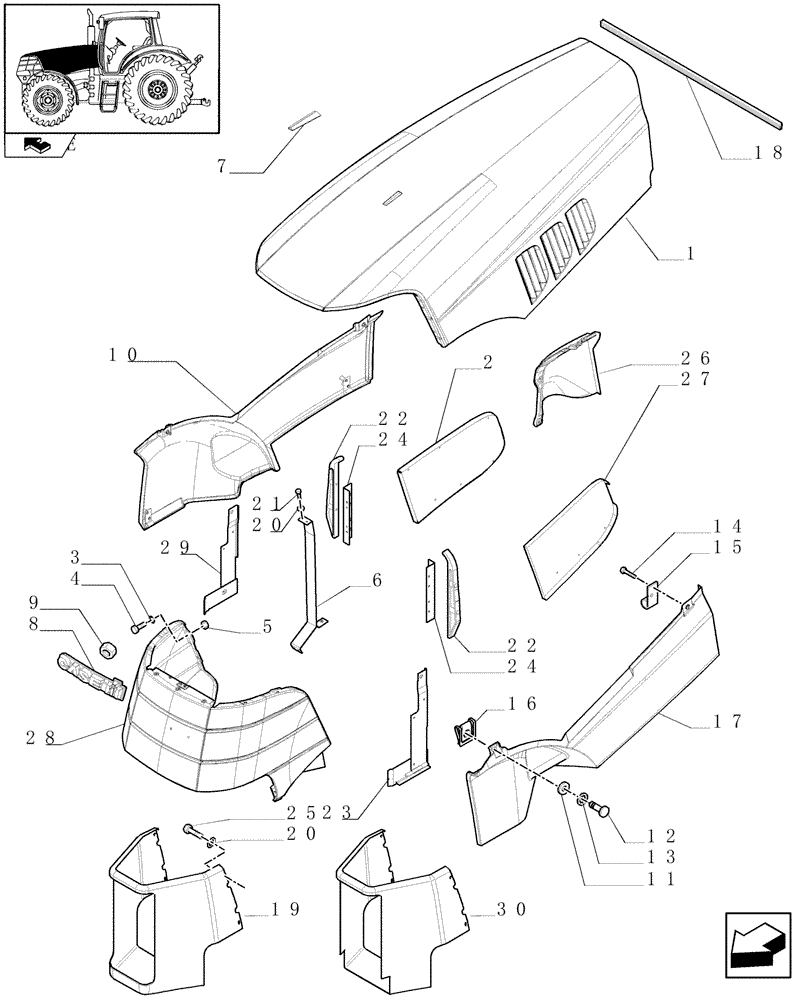 Схема запчастей Case IH PUMA 210 - (1.83.0[01]) - HOOD - HOOD (08) - SHEET METAL