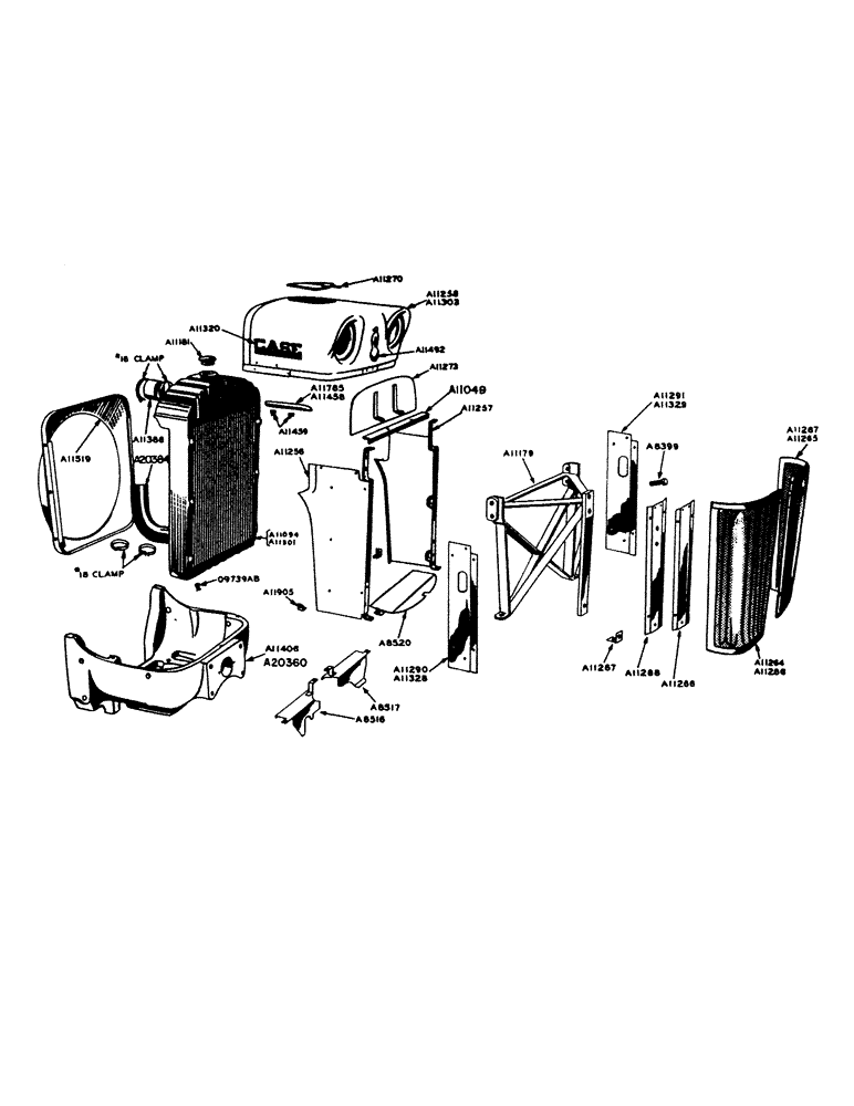 Схема запчастей Case IH 700 - (092) - RADIATOR AND GRILLE (02) - ENGINE