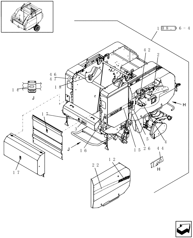 Схема запчастей Case IH RBX453 - (08.96[3]) - DECALS, RH, EUROPE & R.O.W. (08) - SHEET METAL/DECALS