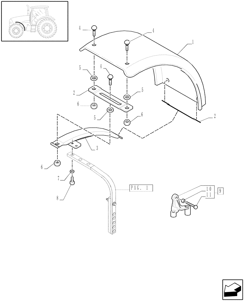 Схема запчастей Case IH PUMA 210 - (1.87.4[02]) - (VAR.497-575) DYNAMIC FRONT FENDERS - FENDERS AND BRACKETS - C5799 (08) - SHEET METAL